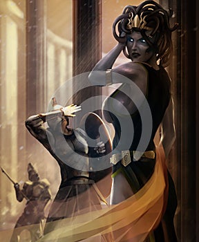 Medusa fantasy mythological greek goddess.