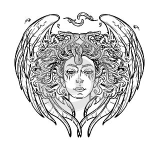 Medusa Gorgon BW sketch photo