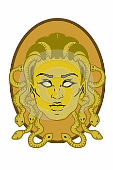 Medusa head Greek gods ,drawing illustration,isolated.Symbol.