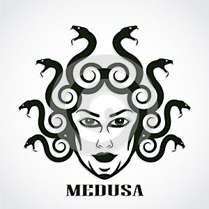 Medusa head / woman with snake hair logo design