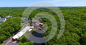 Medway town center aerial view, Massachusetts, USA