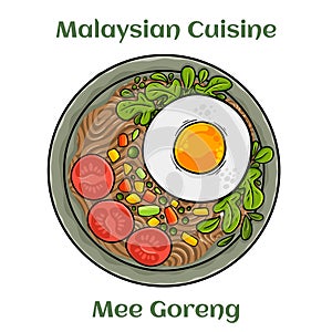 Mee Goreng. A dry stir-fried noodle recipe made with chinese vegetables, carrots and peppers. Malaysian Cuisine