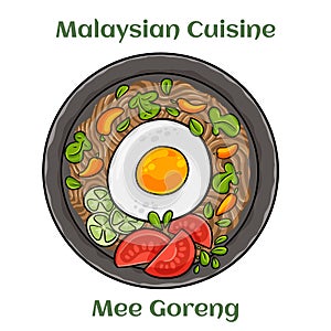 Mee Goreng. A dry stir-fried noodle recipe made with chinese vegetables, carrots and peppers. Malaysian Cuisine