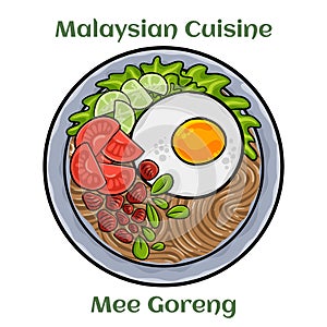 Mee Goreng. A dry stir-fried noodle recipe made with chinese vegetables, carrots and peppers. Malaysian Cuisine