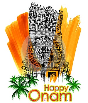 Meenakshi temple in Onam celebration background