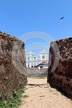 The Meera Mosqe within the Galle Fort, seen from between of two