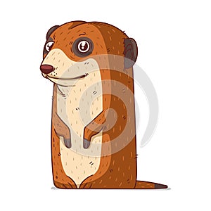 A Meerkat, isolated vector illustration. Funny cartoon picture for children of smiling friendly mongoose