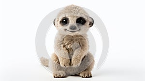 Meerkat Soft toy on a white background, cut Smiling