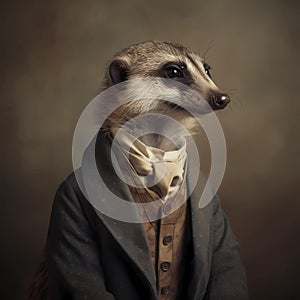 Meerkat in a Suit - Victorian 1800s Style (AI-Generated)