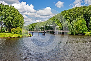 The Meerwijk bridge in a nature park over the English hole near the rural town of Engelen in Noord-Brabant.