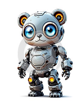 Adorable Retro Robot: Whimsical 3D Render with Distressed Paint photo
