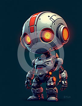 Adorable Retro Robot: Whimsical 3D Render with Distressed Paint photo