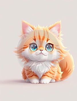 Meet the Hyperrealistic Cute Cat, Bringing Whimsy to Life on a White Background.