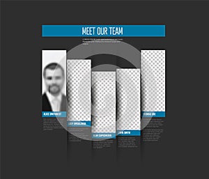 Meet our company team modern dark presentation template with blue accent photo