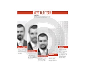 Meet our company team modern presentation template with red accent photo