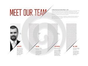 Meet our company team modern presentation template with red accent photo