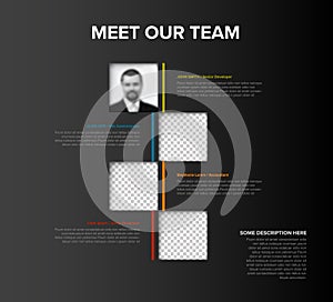 Meet out team dark mosaic presentation template page with photos photo