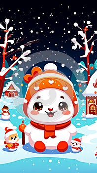 Snowy Sweetheart: Cutesy Snowman Vector Character photo