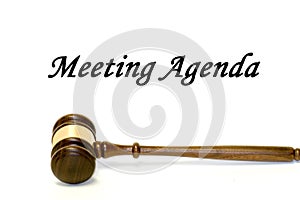 Meeting agenda and gavel photo