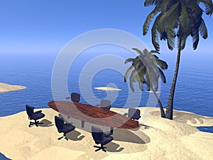 Meeting at the beach - 3D render