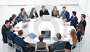 Meeting business partners in the conference room.