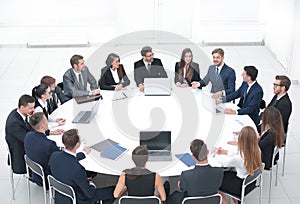 Meeting business partners in the conference room.