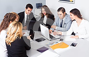 Meeting of clerks in conference room