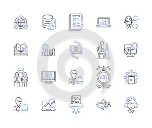 Meeting and conference outline icons collection. Conference, Meeting, Gatherings, Symposium, Forum, Seminar, Assembly