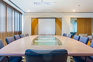Meeting and conference room with projection screen