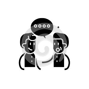 Meeting friends black icon, vector sign on isolated background. Meeting friends concept symbol, illustration