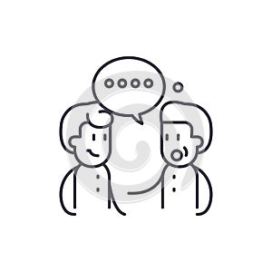 Meeting friends line icon concept. Meeting friends vector linear illustration, symbol, sign