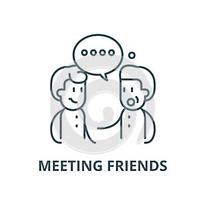 Meeting friends vector line icon, linear concept, outline sign, symbol