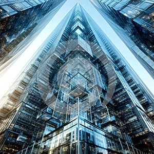 Meeting of futuristic Glass skyscrapers