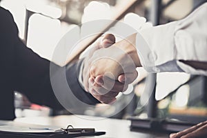 Meeting and greeting concept, Two confident Business handshake a