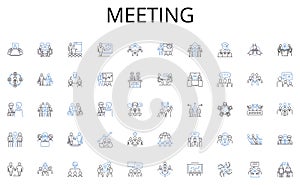 Meeting line icons collection. Equities, Bonds, Diversification, Portfolio, Retirement, Mutual funds, Risk vector and