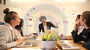 Meeting of multiracial professional teamwork with coworkers at the business office.