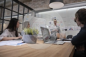 Meeting of multiracial professional teamwork with coworkers at the business office