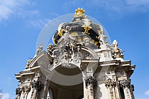 Meeting point Kronentor, crown gate detail, Zwinger palace, Dresden, Germany