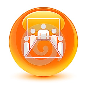 Meeting room icon glassy orange round button