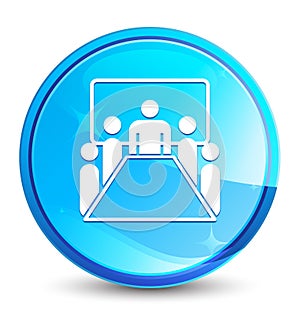 Meeting room icon splash natural blue round button