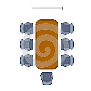 Meeting Room Layout. Conference Boardroom Flat Style. Vector