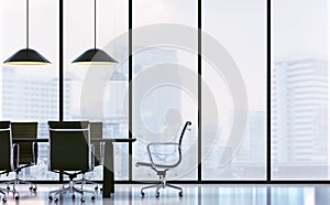 Meeting room in modern office 3D rendering image photo