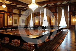 Meeting room in Palatul Parlamentului Palace of the Parliament, Bucharest photo