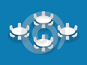 Meeting room setup layout configuration Banquet Rounds isometric