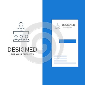 Meeting, Team, Teamwork, Office Grey Logo Design and Business Card Template