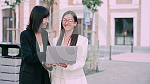 Meeting of two business women.