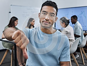 This meeting was so uninteresting. a young businessman during a team meeting.