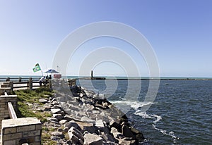 The meeting of the waters of the river potengi with the sea