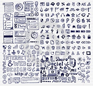Mega collection of hand drawn universal internet concepts