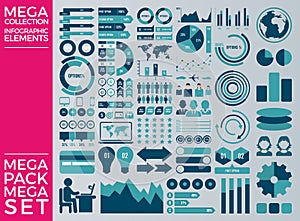 Mega Collection and Mega Set Infographic Elements Vector Design